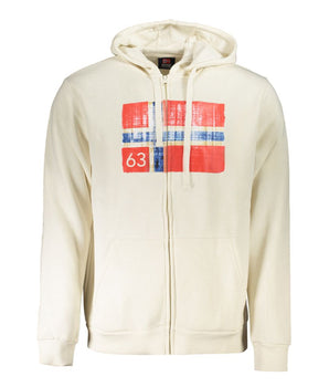 Norway 1963 White Cotton Men Sweater with Hood and Pockets