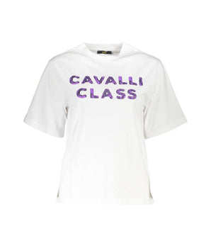 Cavalli Class White Cotton Women T-Shirt