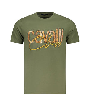 Cavalli Class Green Cotton Men T-Shirt