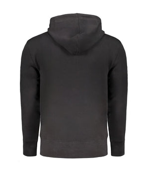 Calvin Klein Black Cotton Men Sweater with Hood and Central Pockets