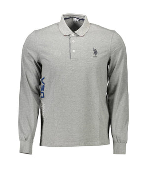 US POLO ASSN. Gray Cotton Men Polo Shirt