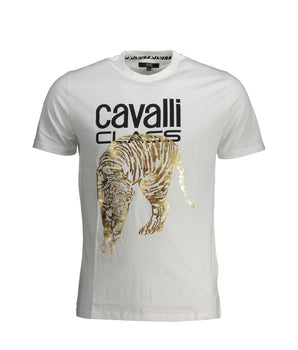 Cavalli Class White Cotton T-Shirt