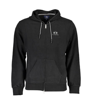 La Martina Black Cotton Men Sweater with Hood