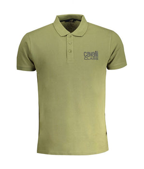 Cavalli Class Green Cotton Polo Shirt
