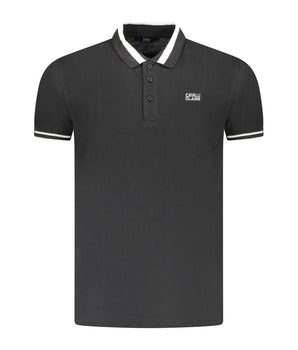 Cavalli Class Black Cotton Men Polo Shirt