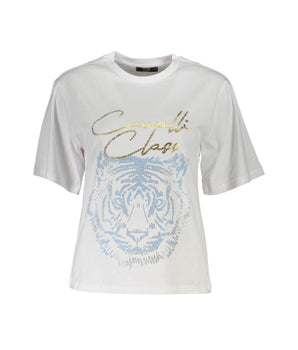 Cavalli Class White Cotton Women T-Shirt