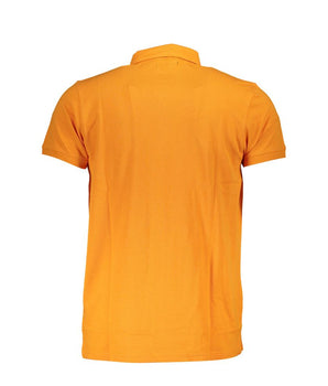Cavalli Class Orange Cotton Men Polo Shirt