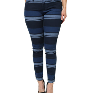 Dolce &amp; Gabbana Blue Striped Cotton Stretch Denim Jeans