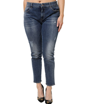 Vaqueros de talle bajo de algodón lavado azul de Dolce &amp; Gabbana