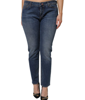 Vaqueros ajustados de algodón de cintura baja en azul de Dolce &amp; Gabbana