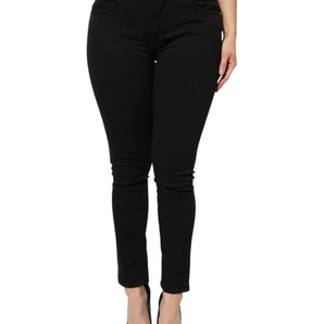 Dolce &amp; Gabbana Black Cotton Mid Waist Denim Jeans