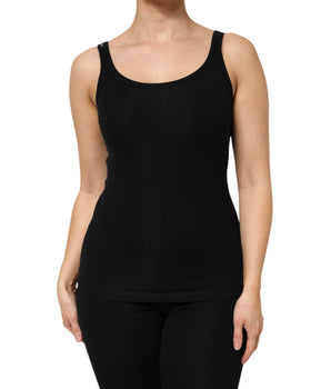 Camiseta sin mangas de algodón elástico negro Dolce &amp; Gabbana para mujer