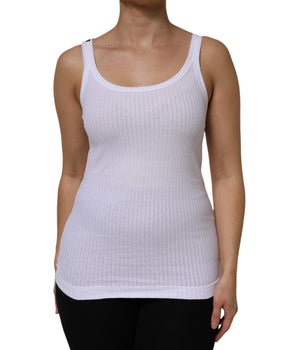 Camiseta sin mangas de cuello redondo de algodón blanco Dolce &amp; Gabbana