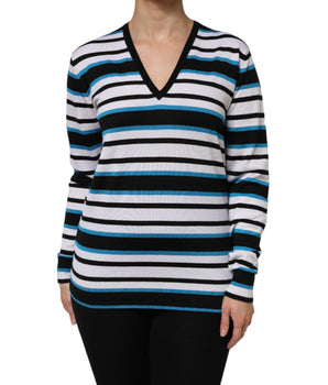 Top de manga larga con cuello en V y rayas multicolor de Dolce &amp; Gabbana