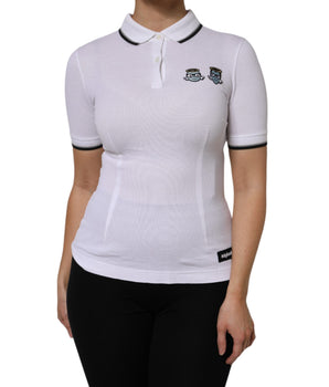 Polo de manga corta con cuello de algodón blanco de Dolce &amp; Gabbana