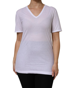 Camiseta Dolce &amp; Gabbana de algodón blanco de manga corta con cuello en V