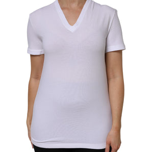 Dolce & Gabbana White Cotton Short Sleeves V-Neck Top T-shirt