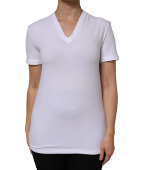 Camiseta Dolce &amp; Gabbana de algodón blanco de manga corta con cuello en V