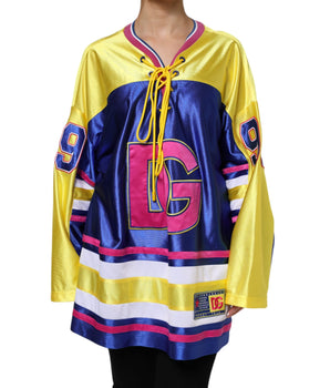 Top Dolce &amp; Gabbana de poliéster multicolor con mangas largas y cuello en V