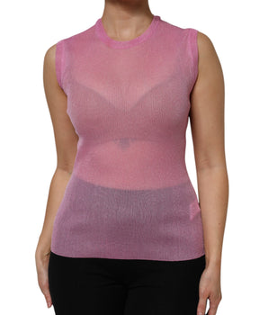 Camiseta sin mangas de poliéster rosa con cuello redondo de Dolce &amp; Gabbana