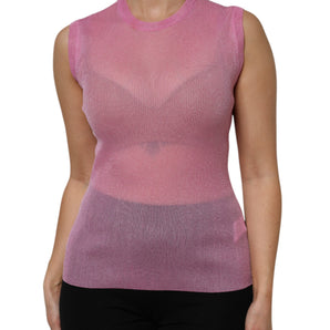 Dolce & Gabbana Pink Polyester Sleeveless Round Neck Tank Top