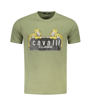Cavalli Class Green Cotton Men T-Shirt