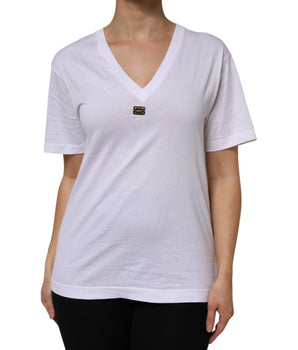 Camiseta Dolce &amp; Gabbana de algodón blanco con cuello en V y manga corta