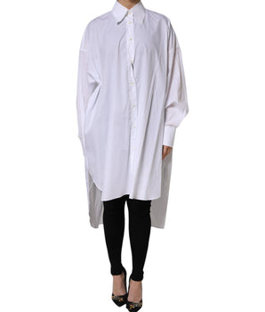 Camisa de algodón blanca con cuello y manga larga de Dolce &amp; Gabbana