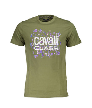 Cavalli Class Green Cotton Men T-Shirt
