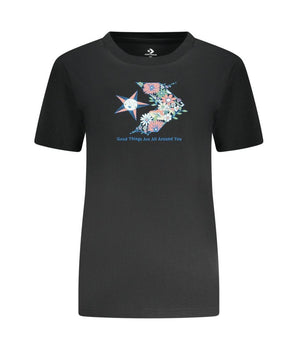 Converse Black Cotton Women T-Shirt