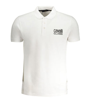 Cavalli Class White Cotton Polo Shirt