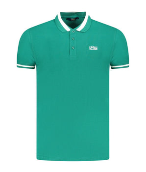 Cavalli Class Green Cotton Men Polo Shirt