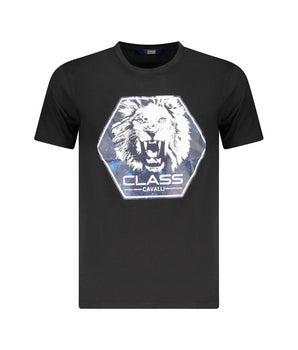 Cavalli Class Black Cotton Men T-Shirt