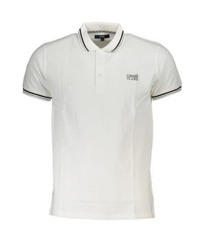 Cavalli Class White Cotton Men Polo Shirt