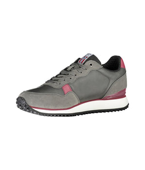 Napapijri Elegant Gray Lace-Up Sneakers with Contrast Accents