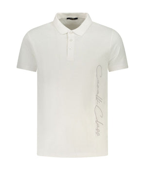 Cavalli Class White Cotton Men Polo Shirt