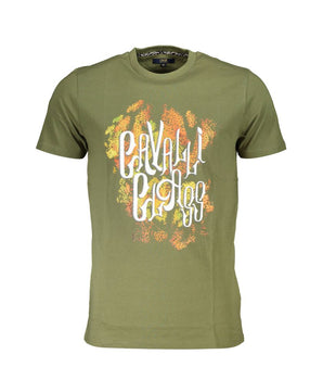 Cavalli Class Green Cotton Men T-Shirt
