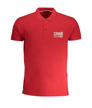 Cavalli Class Red Cotton Polo Shirt