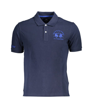 La Martina Blue Cotton men's polo shirt