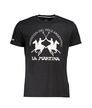 La Martina Black Cotton Men T-Shirt