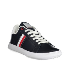 Tommy Hilfiger Sleek Blue Lace-Up Sneakers with Contrast Details