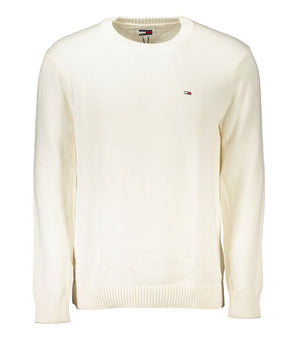 Tommy Hilfiger Chic White Crew Neck Cotton Sweater