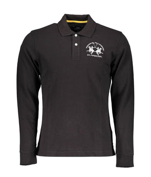 La Martina Elegant Long Sleeved Black Polo for Men