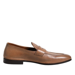 Brunello Cucinelli Brown Leather Loafer Dress Shoes