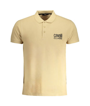 Cavalli Class Beige Cotton Polo Shirt