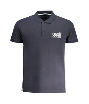 Cavalli Class Blue Cotton Polo Shirt