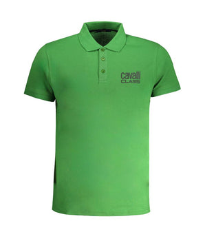 Cavalli Class Green Cotton Polo Shirt