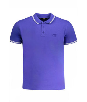 Cavalli Class Blue Cotton Polo Shirt
