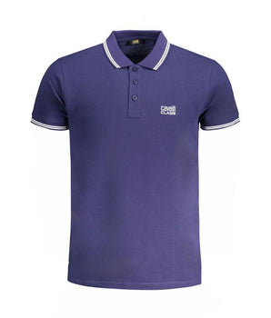 Cavalli Class Blue Cotton Polo Shirt