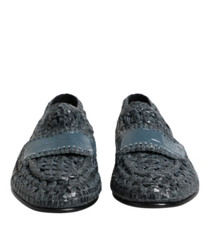 Mocasines sin cordones de piel tejida azul de Dolce &amp; Gabbana